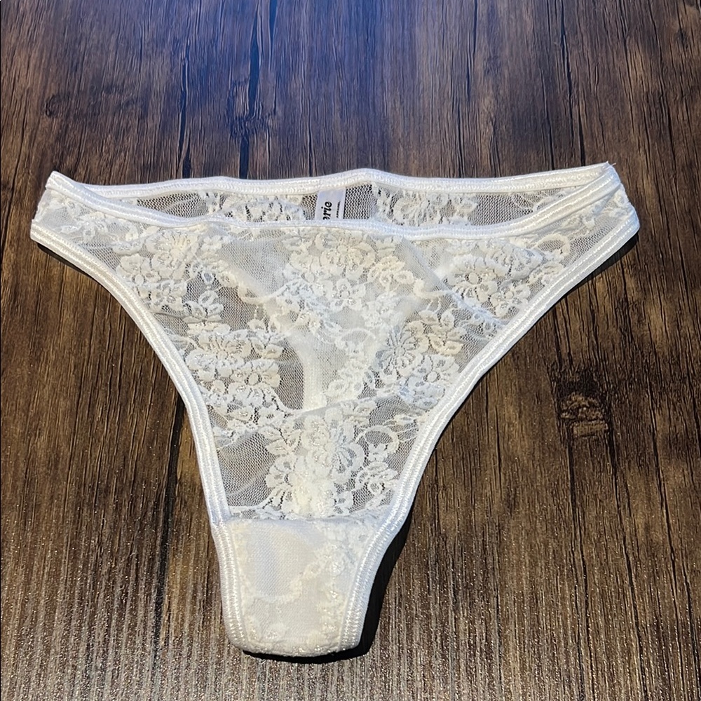 White Lace Thong